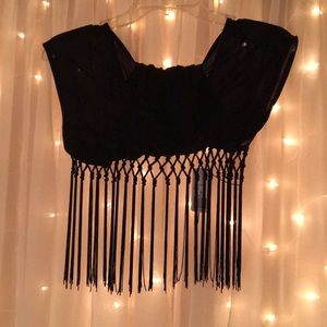 Black S/S Forever 21 Tassel Tee (M)